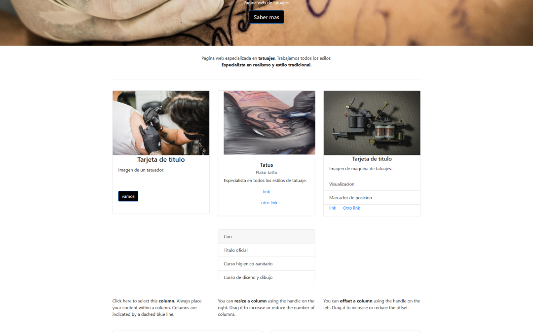 Desarrollo Web tienda de tatuajes