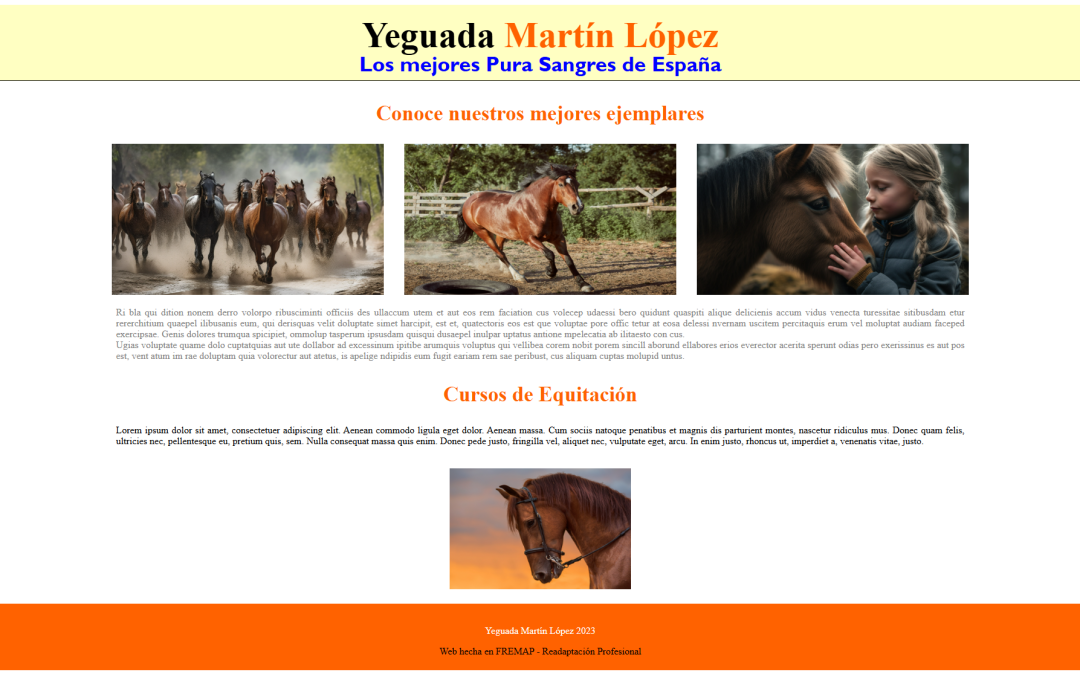 Desarrollo Web sobre caballos
